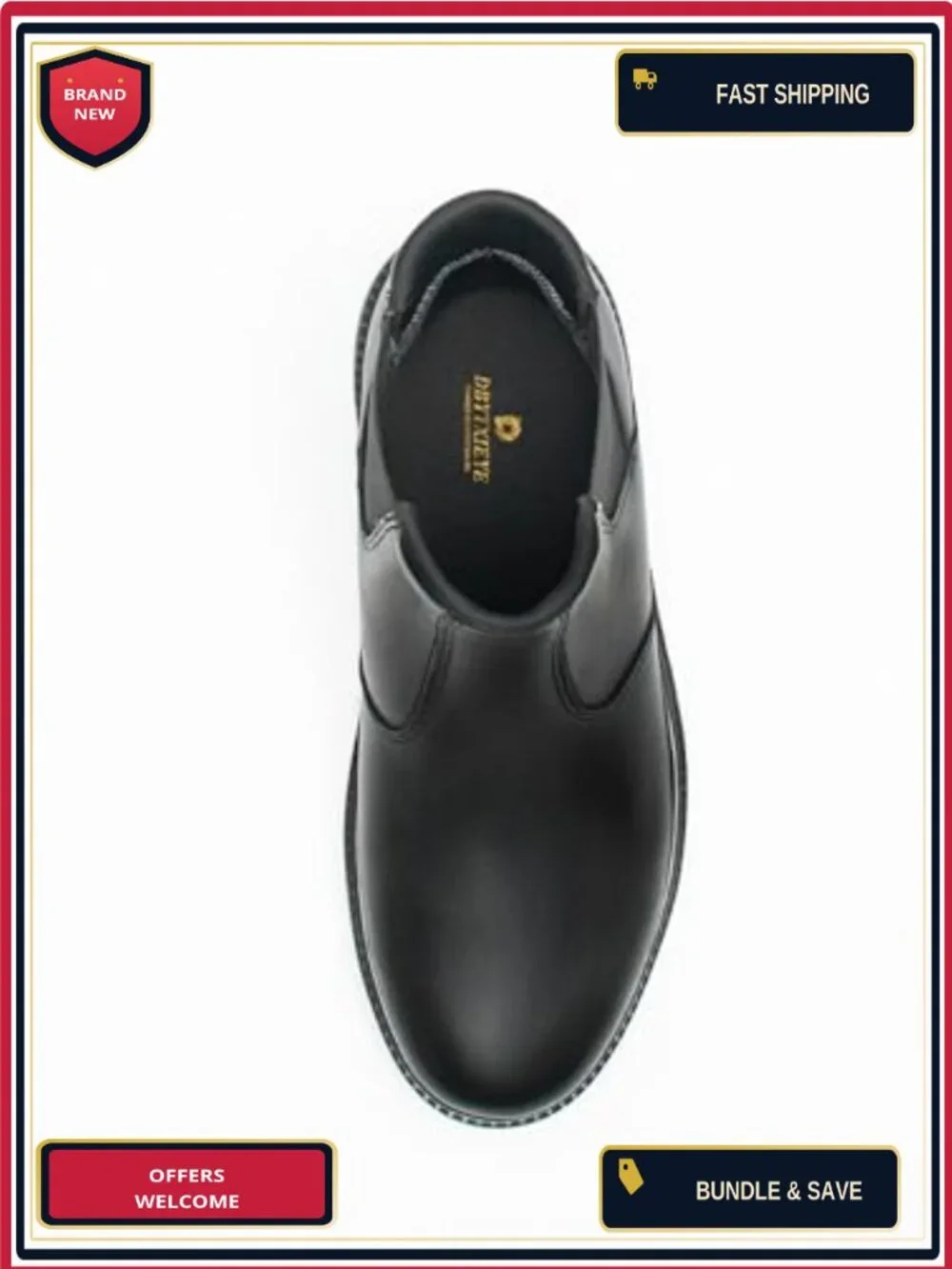 Men's Genuine Leather Chelsea Boots Slip-On Ankle Boots Memory Foam
